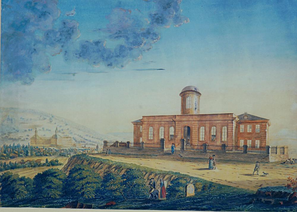 Seeberg observatory Gotha, around 1800, to the lef