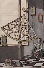 Hevelius observing with the quadrant and pendulum-