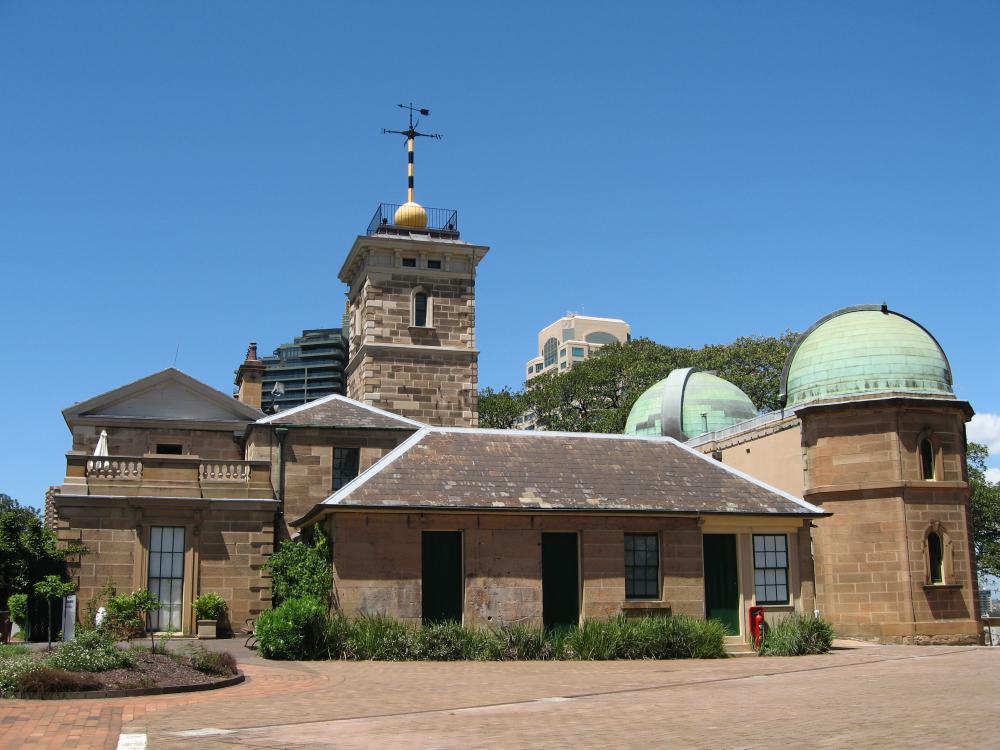 Sydney Observatory with the two domes and the time