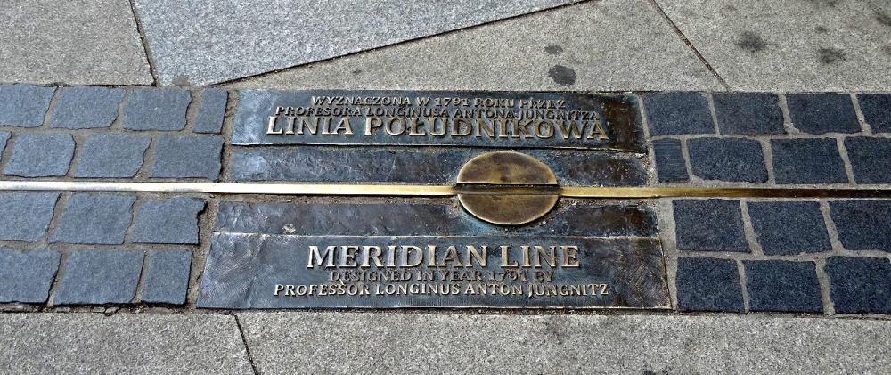 Meridian line in the pavement in Breslau/Wroc&