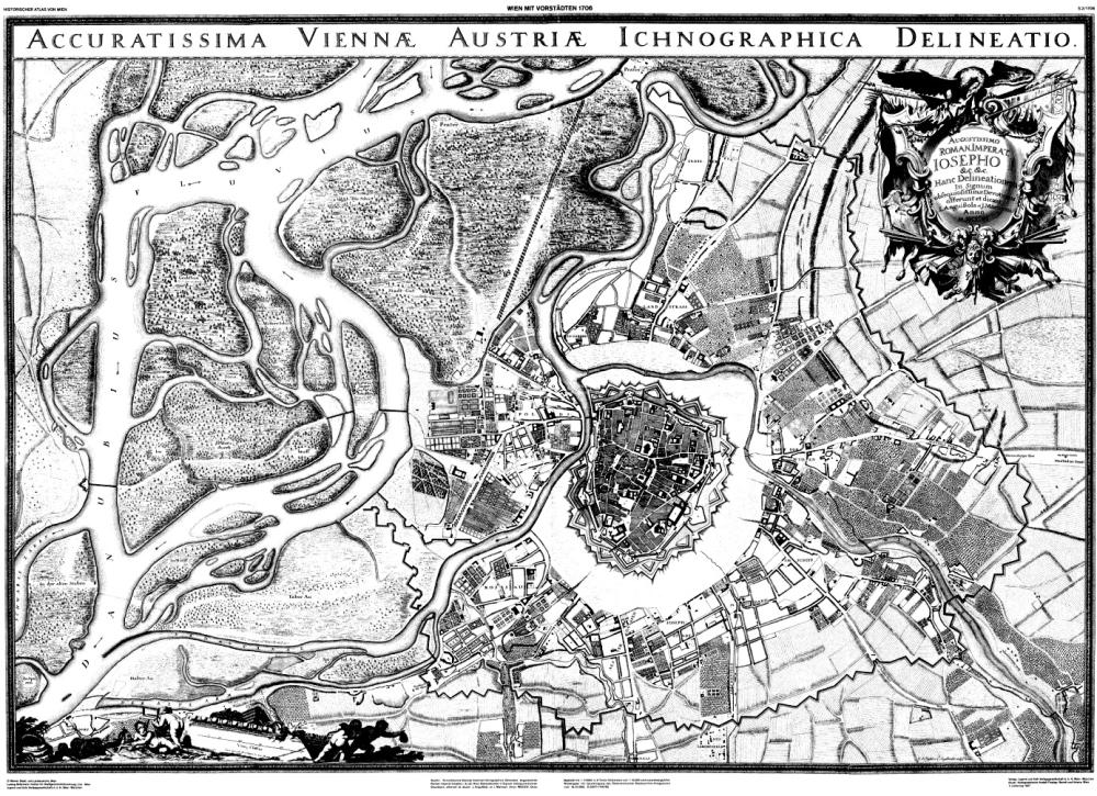 The map of Vienna (1706) by Anguissola-Marinoni-Hi