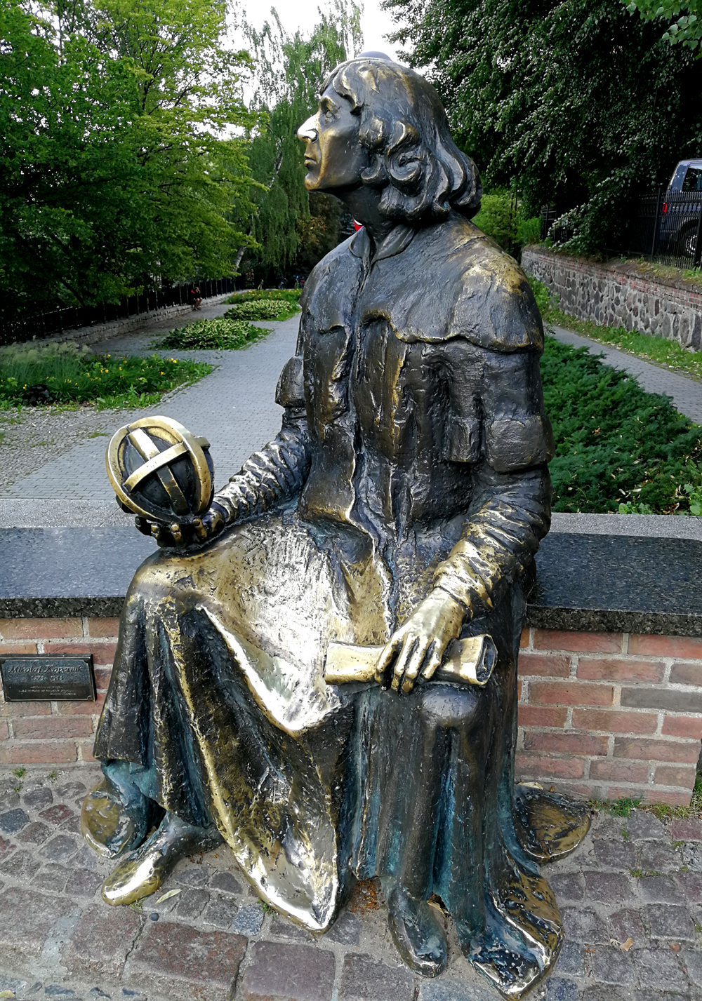 Copernicus statue with armillary sphere near Castl