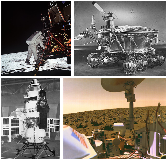 strong>Fig. 2: Top left: Edwin Aldrin descendin